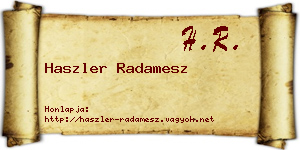 Haszler Radamesz névjegykártya